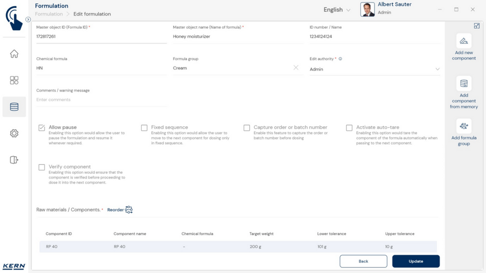 EasyTouch Formula – retsepti funktsioon