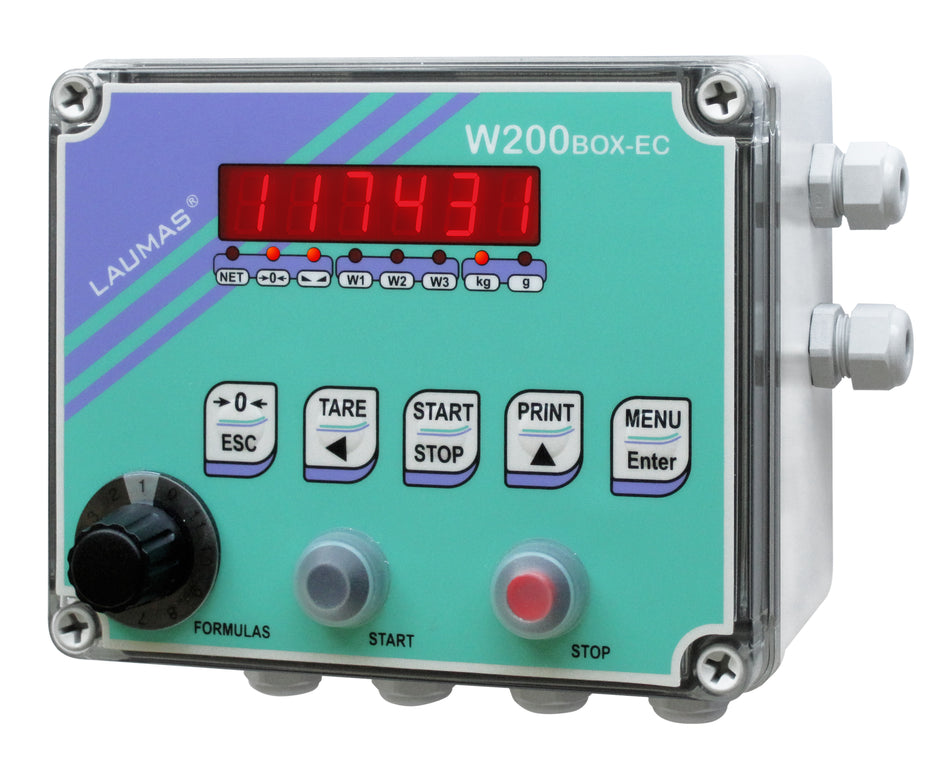 W200BOXEC Painon osoitin IP64-koteloon (punnitusta ja annostelua varten) 