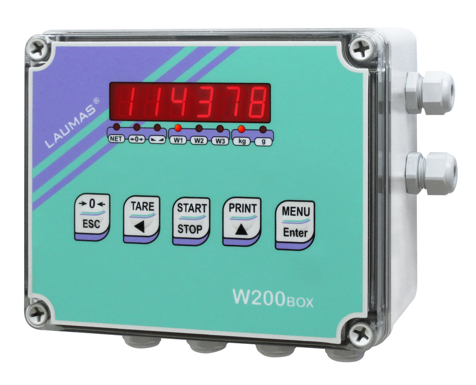 W200BOX Painon osoitin IP67-laatikkoon (punnitusta ja annostelua varten) 