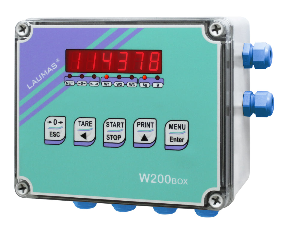 W200BOX Painon osoitin IP67-laatikkoon (punnitusta ja annostelua varten) 