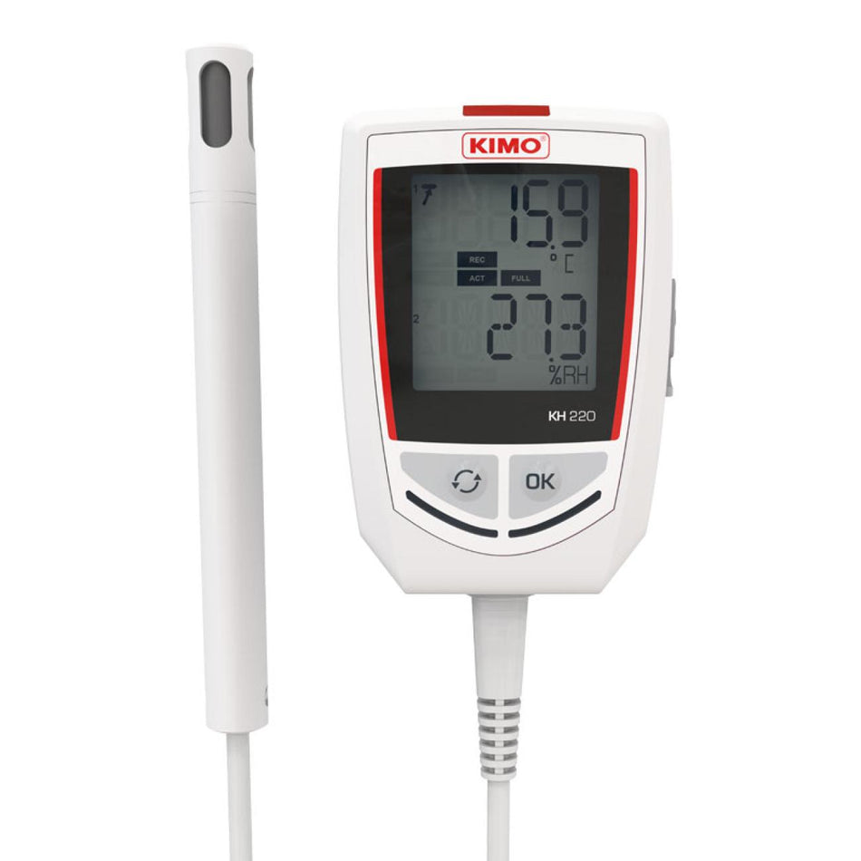 KH 220 Dataloggeri Lämpötila / Hygrometria / Virta / Jännite / Impulssi / Vedenpaine / Valo